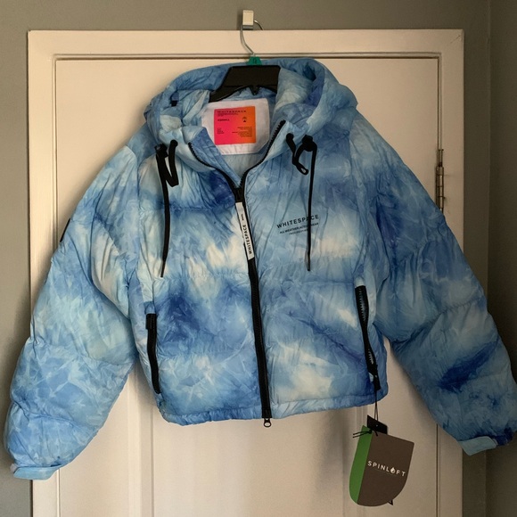 whitespace - cropped puffer jacket - sky blue tie dye - Picture 4 of 6